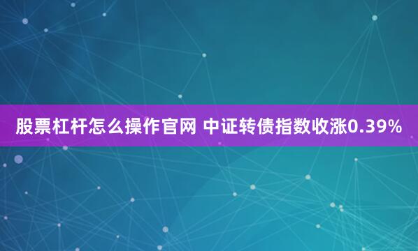 股票杠杆怎么操作官网 中证转债指数收涨0.39%