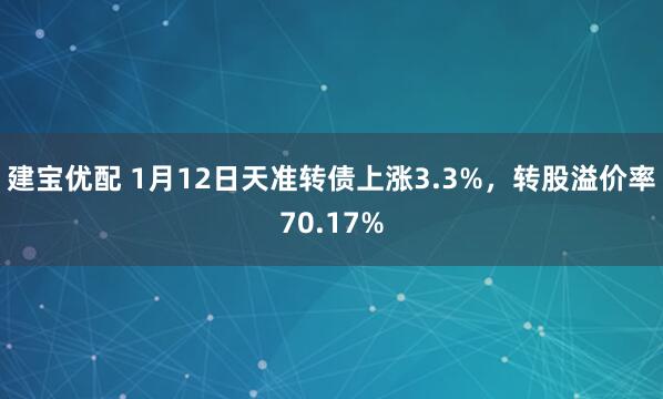 建宝优配 1月12日天准转债上涨3.3%，转股溢价率70.17%